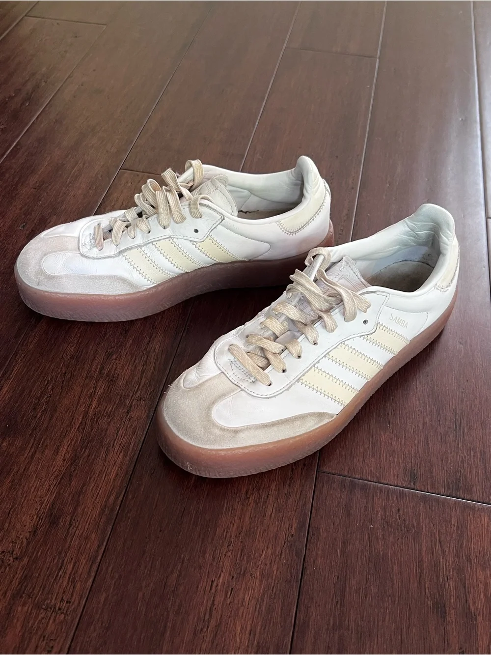 Samba adidas Cream White Tan Brown Low-Top Sneakers